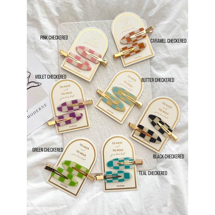 LoveLina - Wholesale Hair Clip - Women's - Crease Free Checkered Clips - DEBBIE Checkered7
