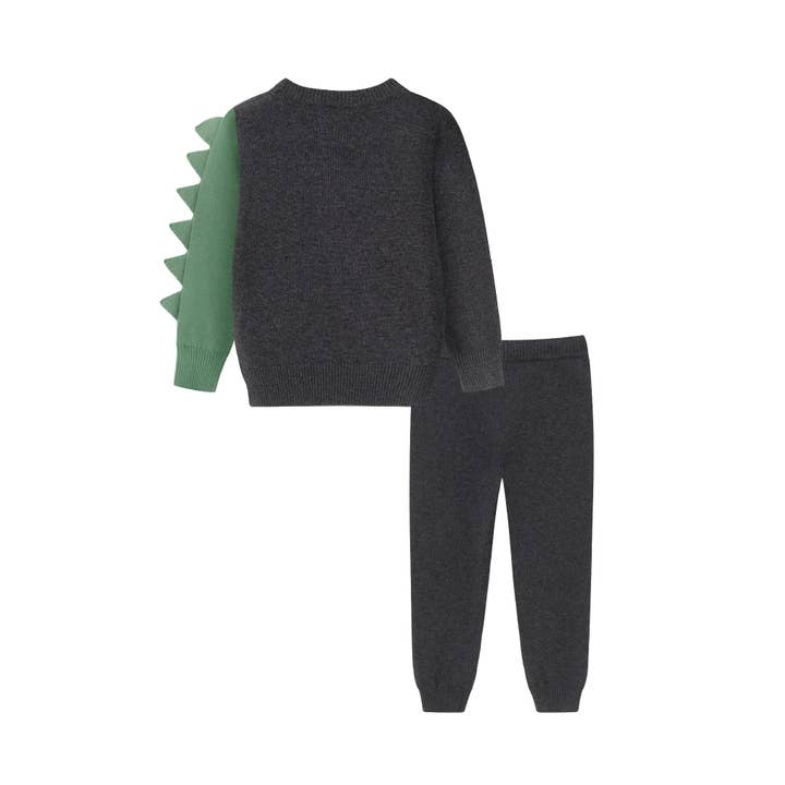Grey Kids (2-4) Sweater Set | Charcoal Dinosaur for wholesale on Faire