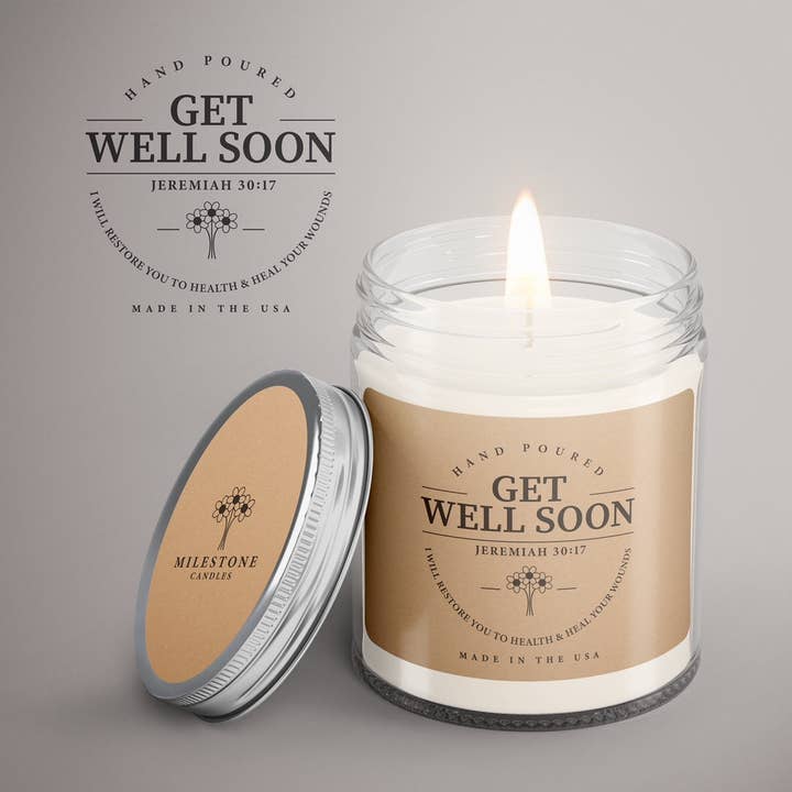 Get Well Soon Religious Mason Jar for wholesale by Milestone Candles