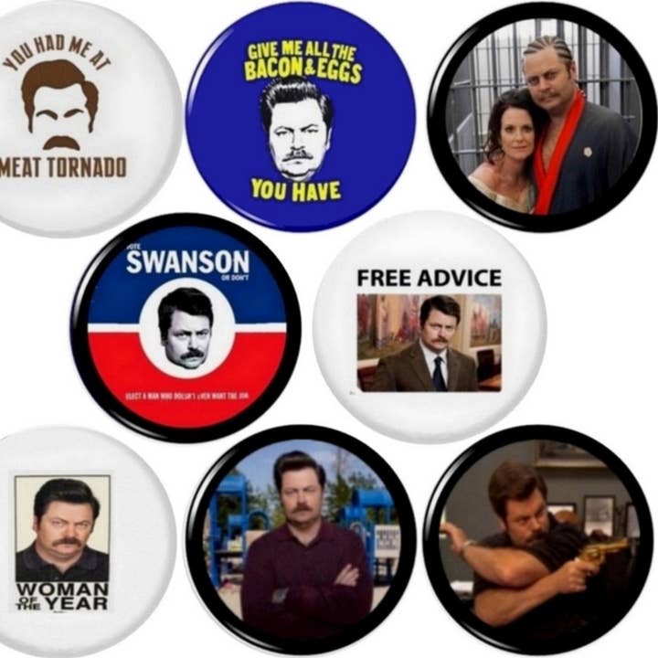 Ron Swanson, serie televisiva per la festa del papà con spilli da 20,3 cm x 20,3 cm per la vendita all'ingrosso da parte di Pinbax Express