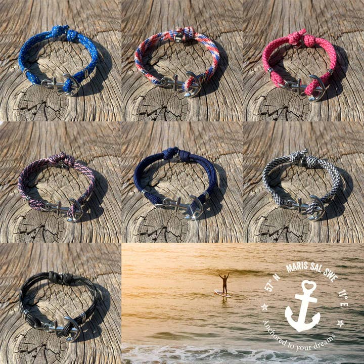 Bracelet ancre KEY WEST réglable en acier inoxydable pour la vente par Maris Sal Nautical