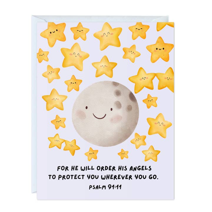 Cute Religious Bible Quote Greeting Card (Angles Protect) for wholesale by ALY LOU®