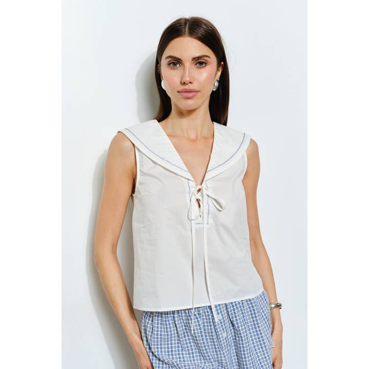 Haut à col marin Austin pour la vente par Loucia