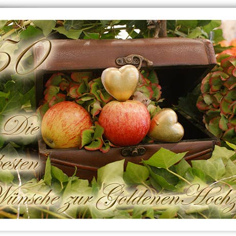 Gyldent bryllup/lykønskningskort/749006 for engroshandel hos Yabué