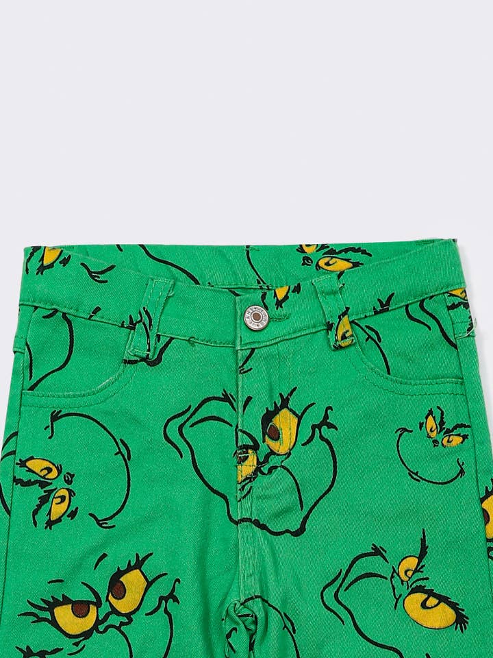 sassy kids palace – wholesale Jeans – Kids – Boys Green Character Christmas Jeans