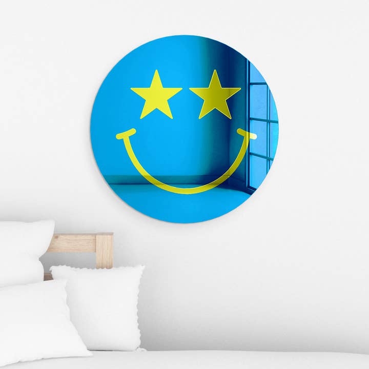 Happy Face with Starry Eyes | Acrylic Art | Wall Mirror for wholesale by 4ArtWorks