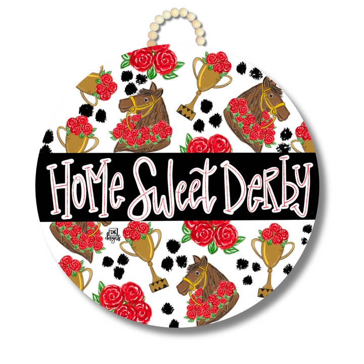 Horse with roses (home sweet derby) Door Hanger for wholesale by DK Designs Georgia