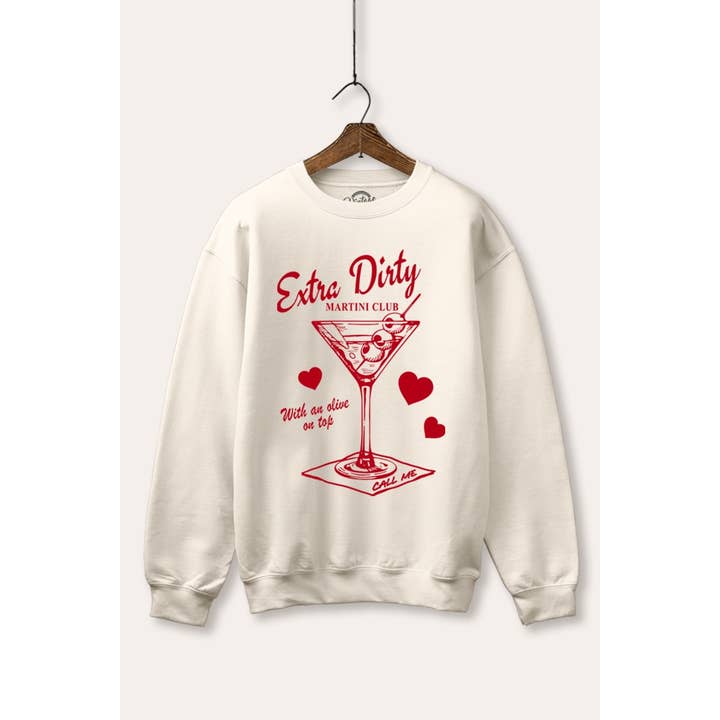 DIRTY MARTINI HEARTS GRAPHIC FLEECE SWEATSHIRT for wholesale by VINTAGE POINT USA