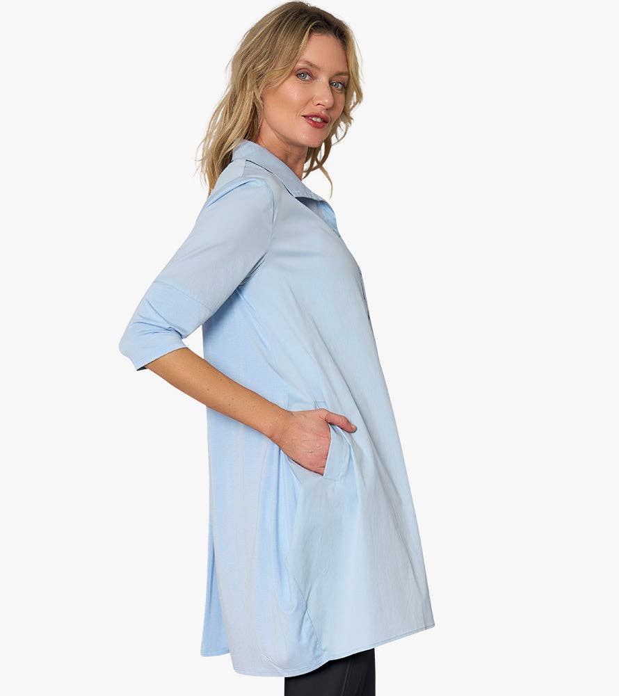 Stella Carakasi - Wholesale Tunic - Women's - Women's 3/4 Sleeve A-Line Cotton Poplin Tiburon Tunic Icon58