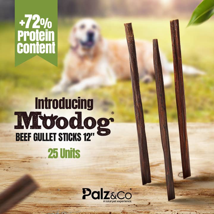 Palz&Co - Wholesale Pet Treats - Dog - Moodog Beef Gullet Sticks 6"-12" - Pack of 256