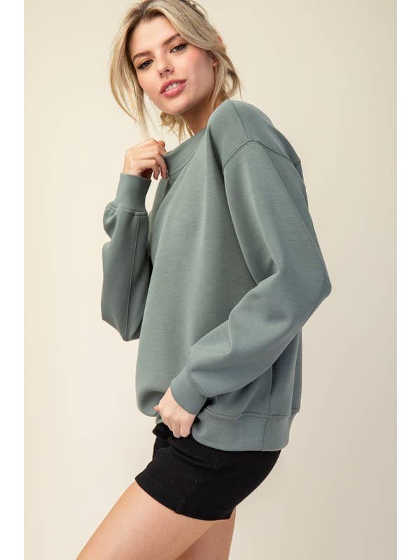 Sunday Morning - Wholesale Sweatshirt - Women's - T579937 MOCK NECK ODAL POLY SPAN SCUBA PULLOVER2