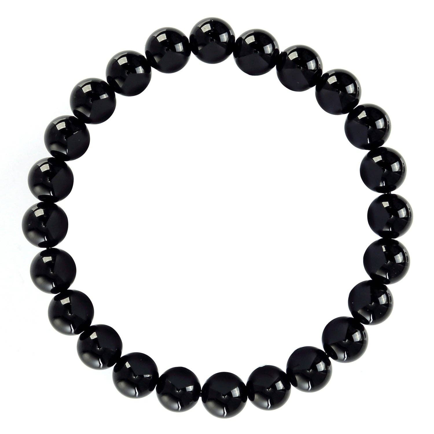 CRCBEADS - Wholesale Beaded Bracelet - Black Onyx Bracelet Smooth Round Size 8mm 10mm 7.5" Length1