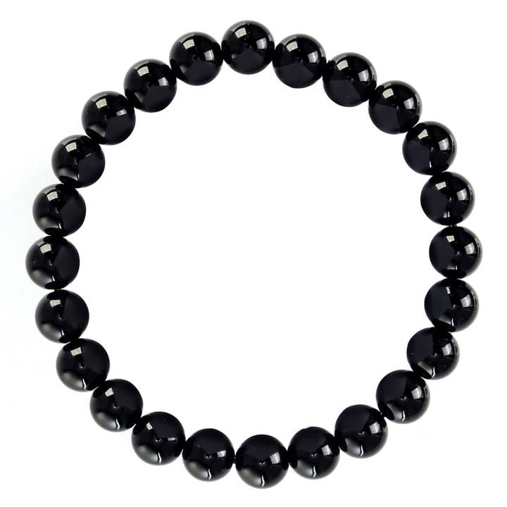 CRCBEADS - Wholesale Beaded Bracelet - Black Onyx Bracelet Smooth Round Size 8mm 10mm 7.5" Length1