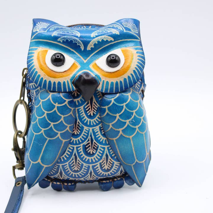 Sunflower Handmade leather inc – Großhandel Wristlet Bag – Leder-Eulen-Handgelenktasche Münzgeldbörse7