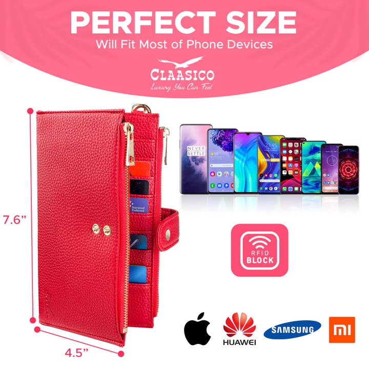 Claasico - Wholesale Phone Wallet - Women's - Women’s RFID wristlet wallet phone holder48