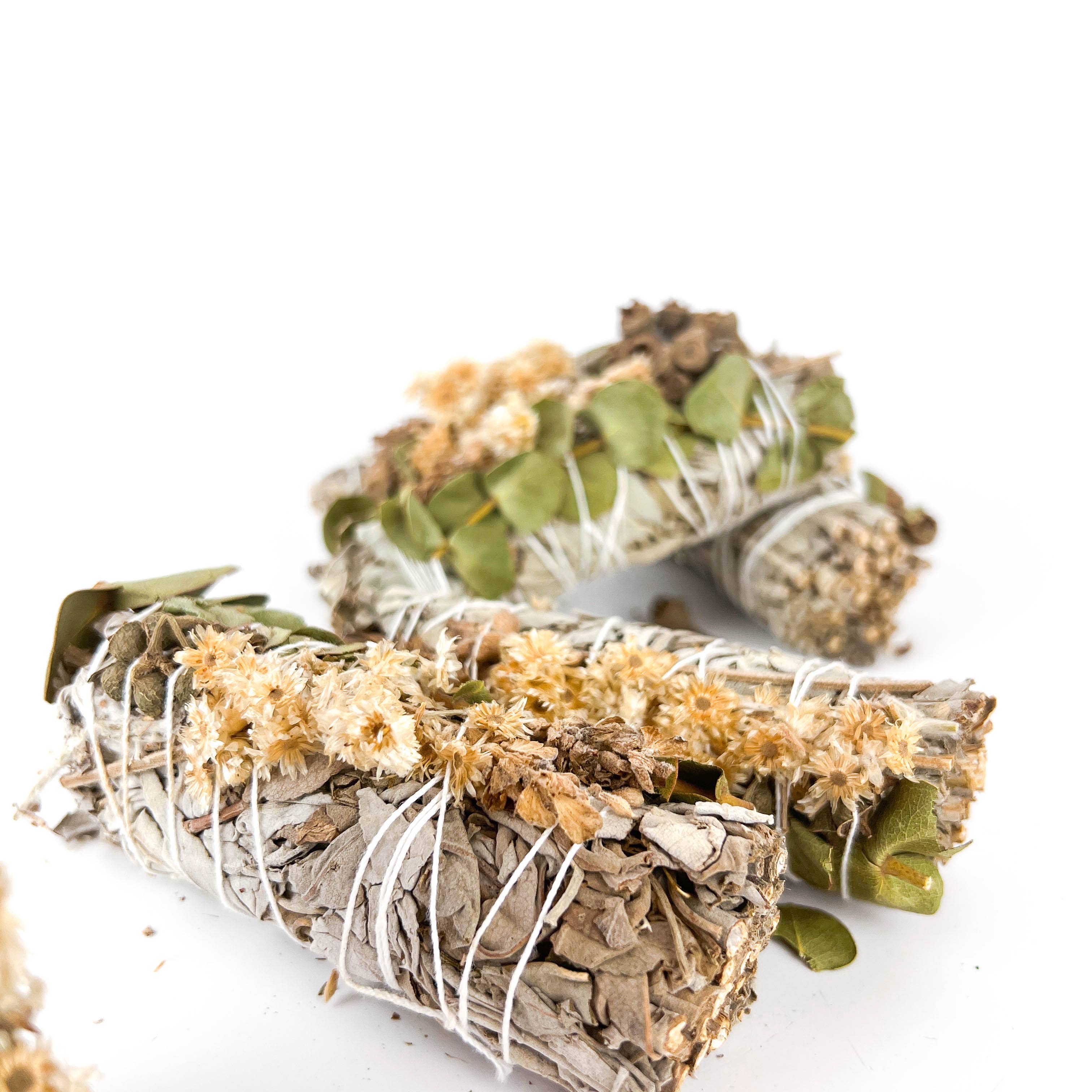 GREENROOTS USA LLC - Wholesale Sage Bundle - White Sage, Lavender & Eucalyptus Dollar Sage 4"16