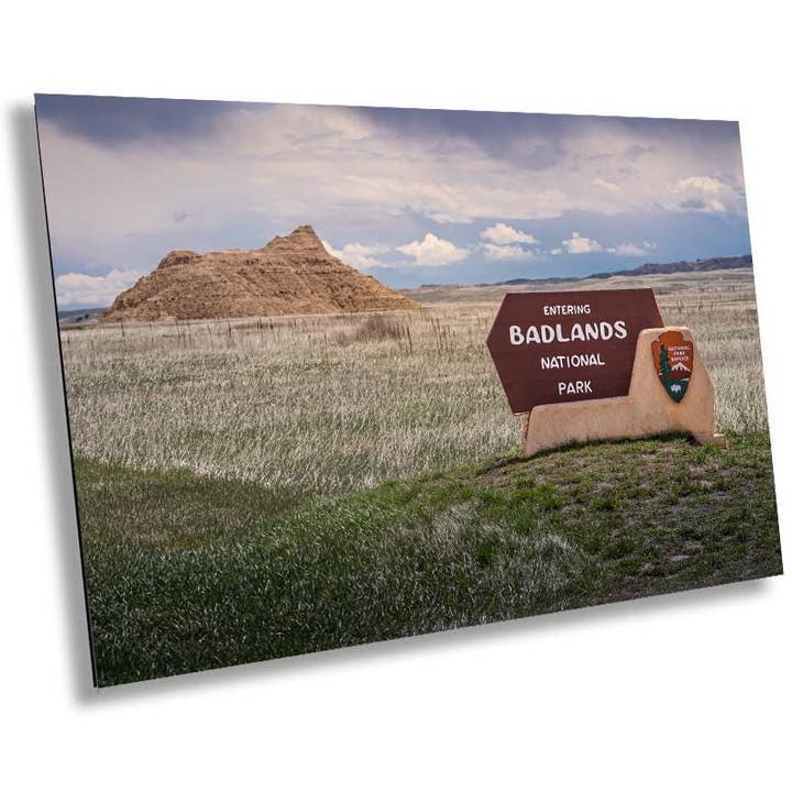 Welcome to Badlands National Park: Entrance Sign Wall Art Print South Dakota Wildlife Photography Aluminum/Acrylic/Metal/Canvas for wholesale by Images By Cheri