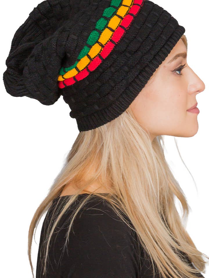 Tri-Stripe Crochet Reggae Dreadlock Rasta Tam for wholesale by Cap Zone