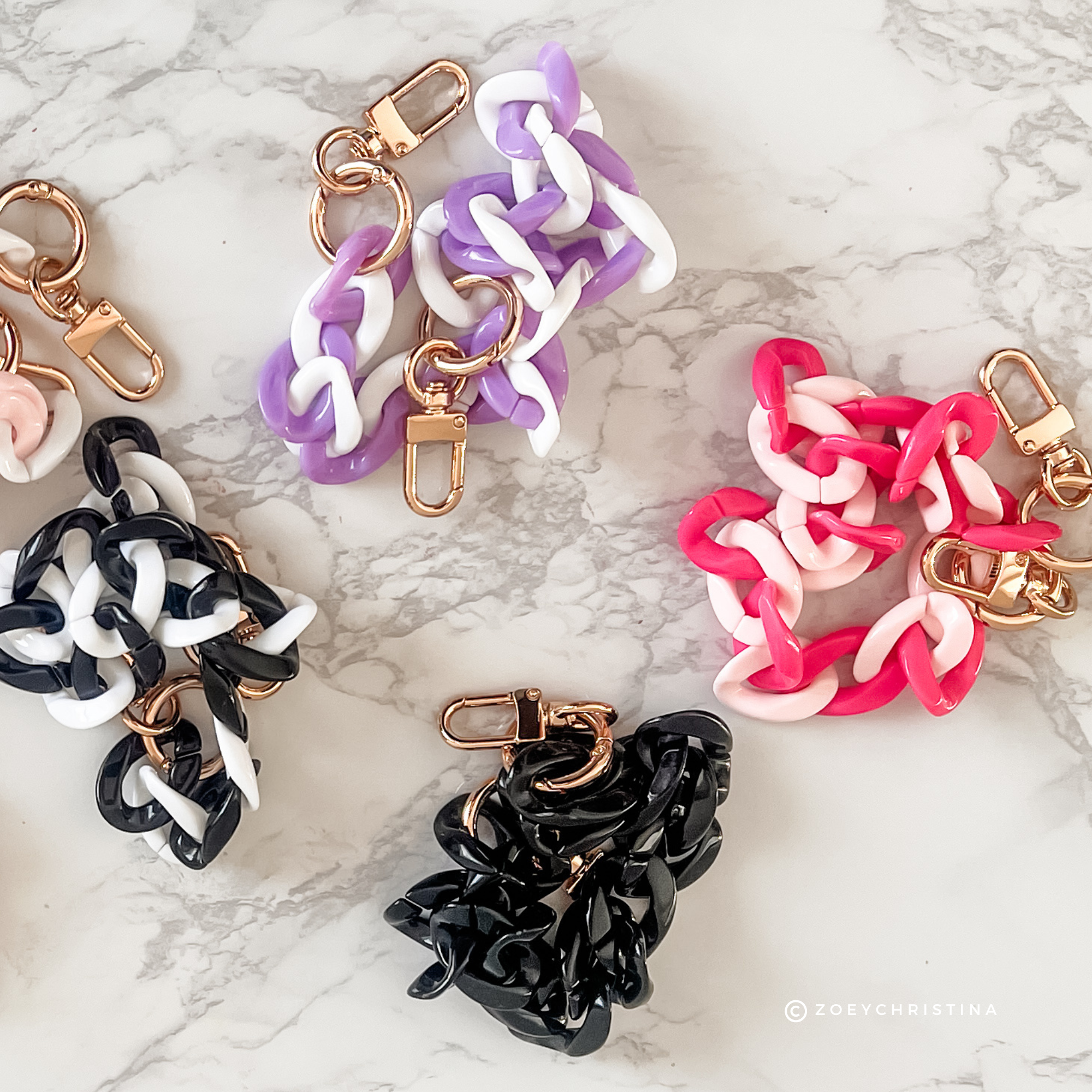 Zoey Christina - Wholesale Accessoire voor portemonnee/tas - Dames - Chunky acryl tassenkettingen – 8 kleuren, 42 cm lang0