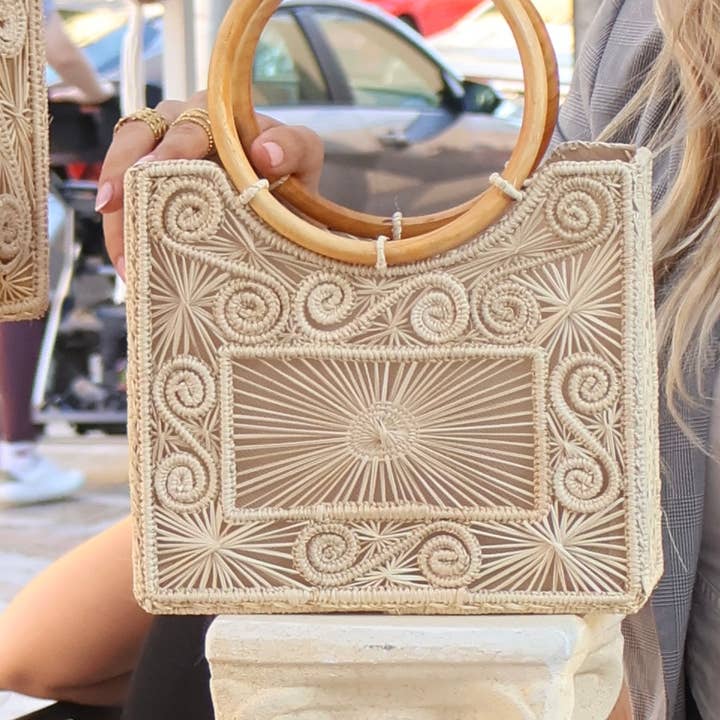 Handmade Artisanal Purse- Woven & Natural Palm, Straw Bag for wholesale by Collections By Vivi