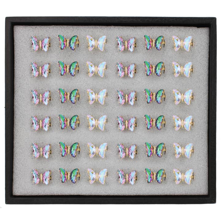 Crystal Wings Butterfly Rings Display for wholesale by ZAD