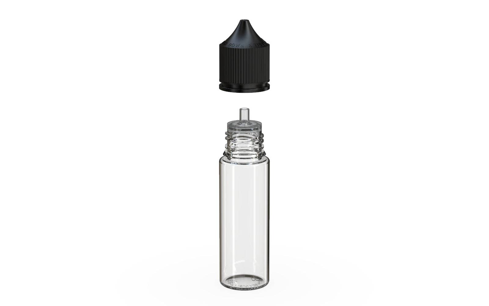 Copackr - Wholesale Spray Bottle - Chubby Gorilla - 50ML Production-Ready Unicorn Bottle - Clear Bottle / Black Cap - V3 with Reducer Tip1