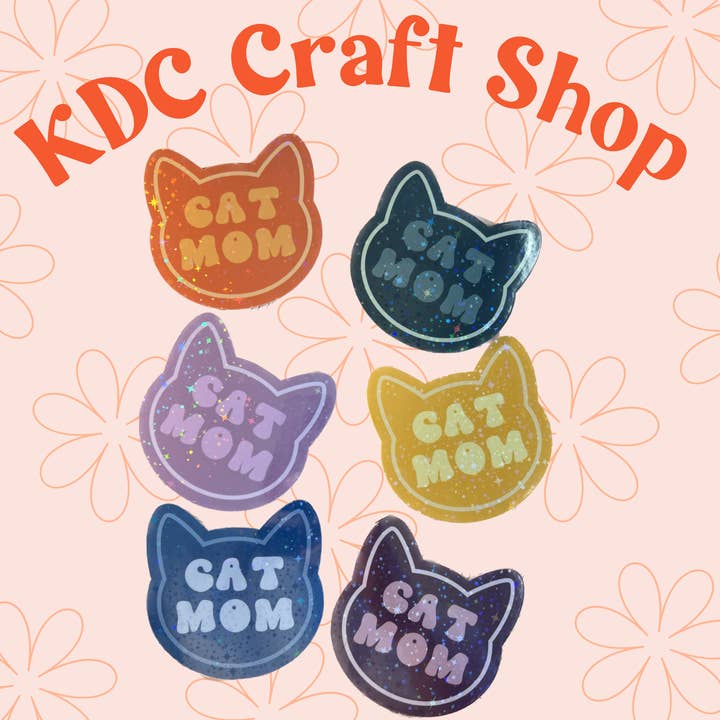 Pegatina gato mamá | Pegatina gato papá | Pegatina gato holográfica para venta al por mayor de KDC Craft Shop