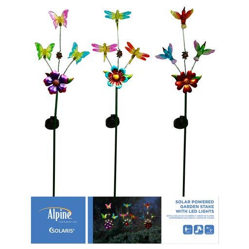 Alpine Corporation - Wholesale Garden/Lawn Stake - Alpine Corporation Solar Triple Garden Friends Garden Stake-2