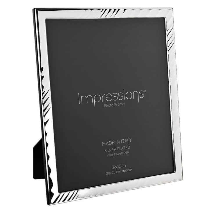 Impressions 999 Silver Textured Wave Photo Frame 8" x 10" Wood Back Made In Italy for wholesale by WIDDOP and Co. US