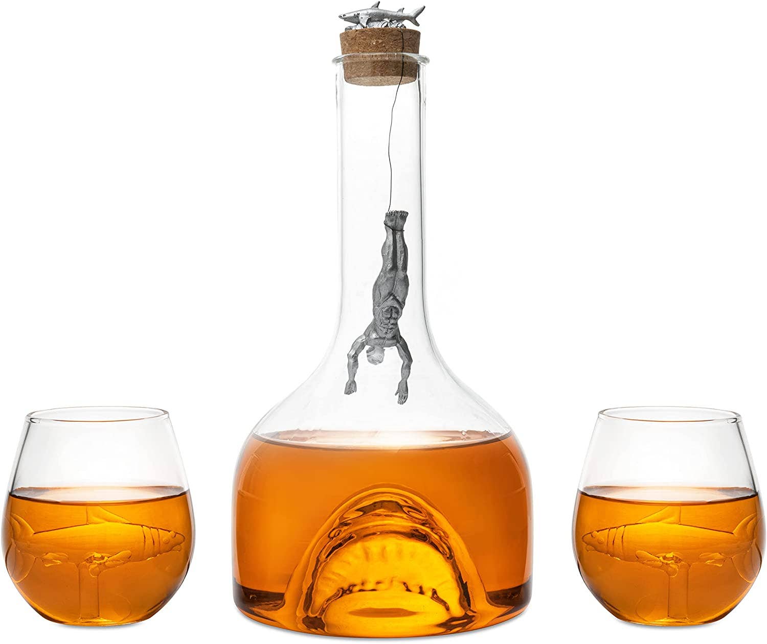 The Wine Savant /  Khen Glassware - Wholesale Decanter - Shark Whiskey Decanter Set by The Wine Savant - 1000ml Shark1