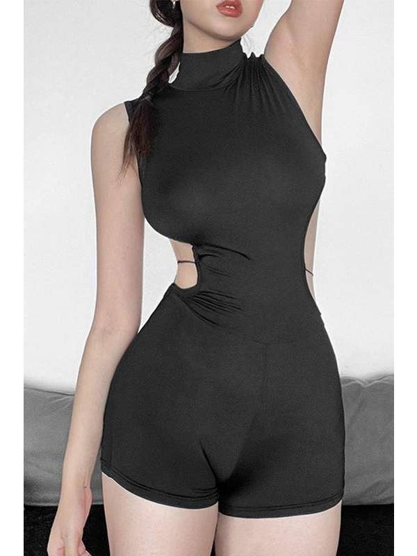 BLACK cut-out bodysuit for night out for wholesale on Faire1