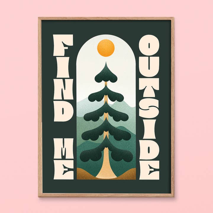 Find Me Outside Art Print | Woondecoratie | Outdoors Nature voor wholesale door Julie Solvstrom Illustration