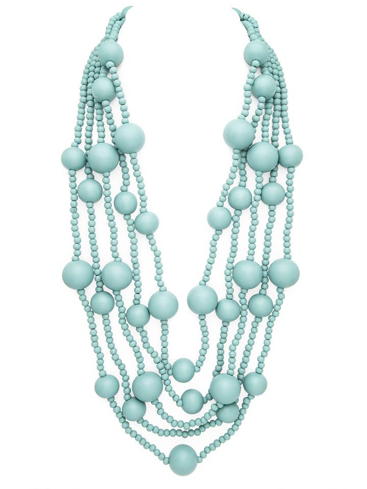 Mulit Layered Statement Wooden Beads Necklace for wholesale by Artini Accessories