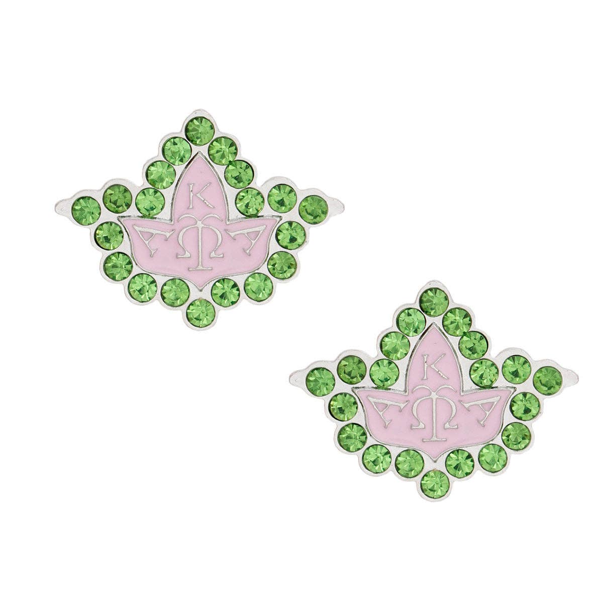 Wholesale AKA Sorority Pink Green Stone Ivy Leaf Studs for your