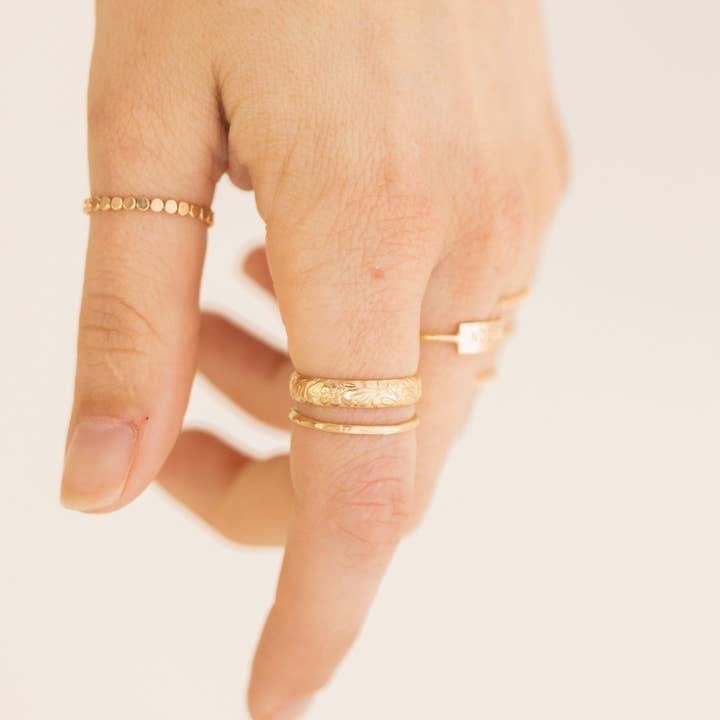 Barberry & Lace Handmade Jewelry - Wholesale Band/Stacked Ring - Floral Band Stacking Ring | 14k Gold Fill & Sterling Silver