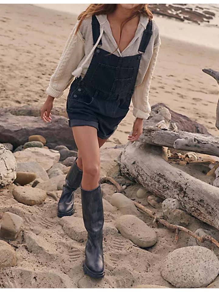 Sweetkama - Wholesale Romper - Women's - Ladies Solid Color Pocket Roll Denim Romper7