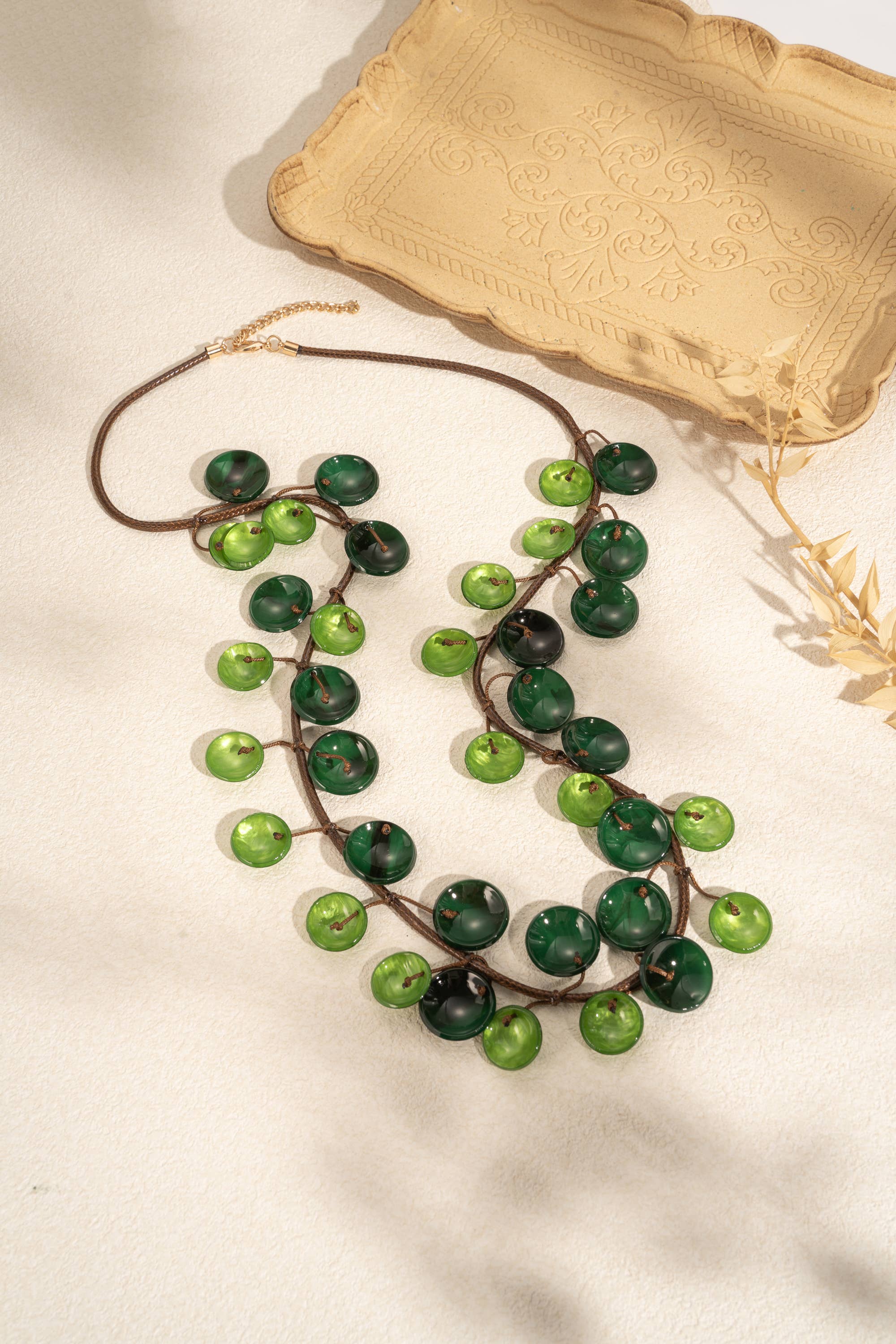 COSMOS - Wholesale Beaded/Pearl Necklace - Bohemian Chic Natural Marbled Resin Necklace4