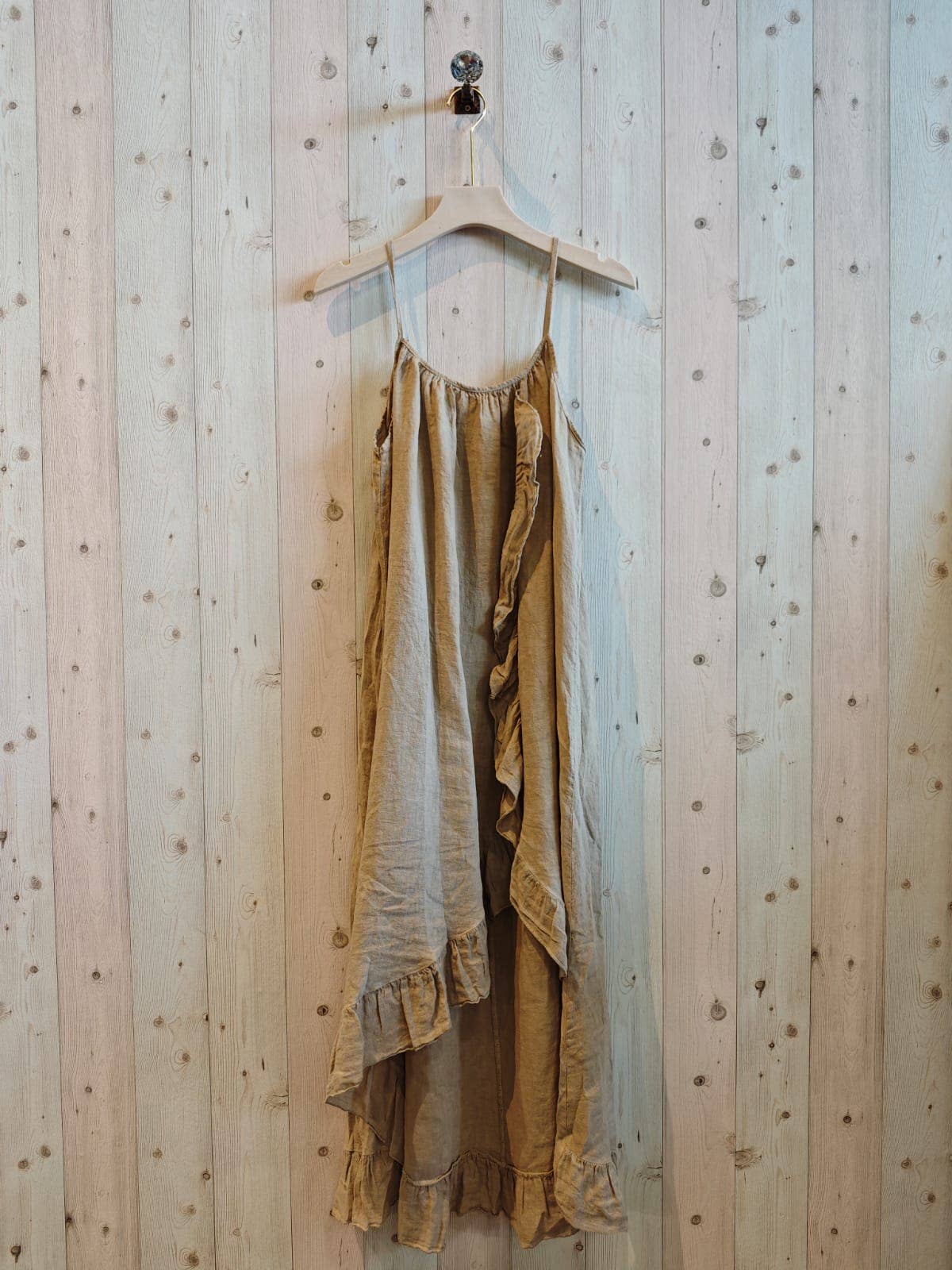 Linen & More - Wholesale Dress - Women's - REF 17621 DRESS WITH RUFFLE STRAP 100% LINEN0