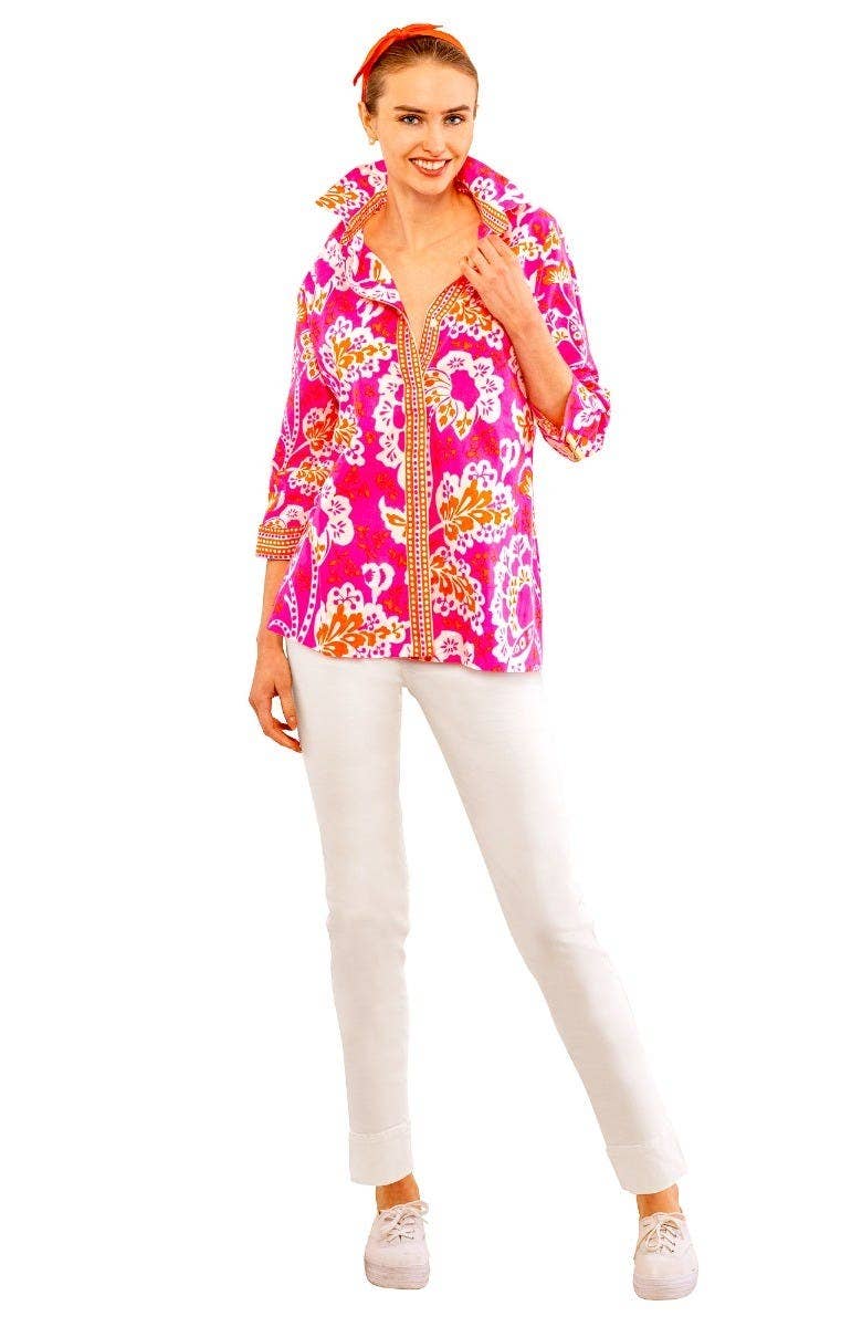 Gretchen Scott LLC - Wholesale Button Down Shirt - Women's - Comfy Cozy Shirt - Flora13