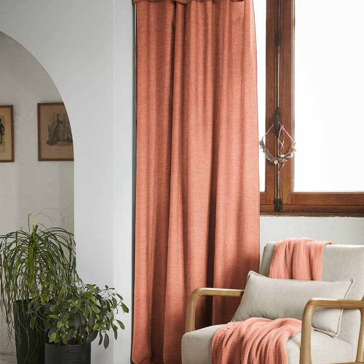 GORDIJN 140 x 270 cm LYSANDRE Terracotta voor wholesale door L'effet Papillon