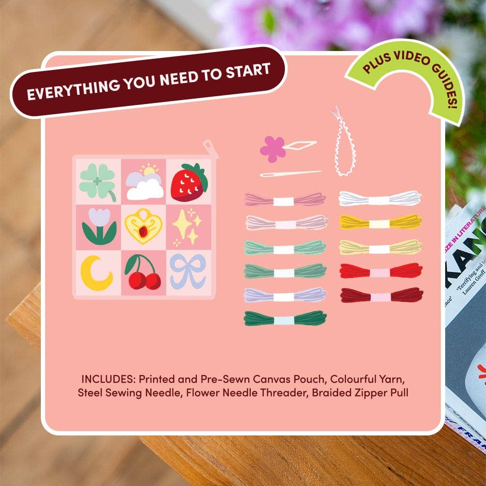 Craft Club – wholesale Embroidery/cross-stitch supplies – GOOD LUCK CHARMS - Needlepoint Pouch Kit4