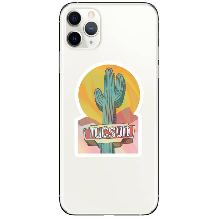 Juju and Moxie - Wholesale Sticker - Tucson Saguaro Neon Sign Arizona Holographic Vinyl Sticker4