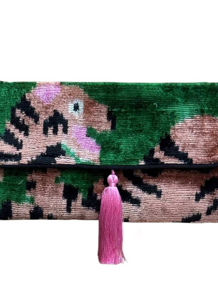 Silk Velvet Ikat Clutch for wholesale by AYCA DESIGN