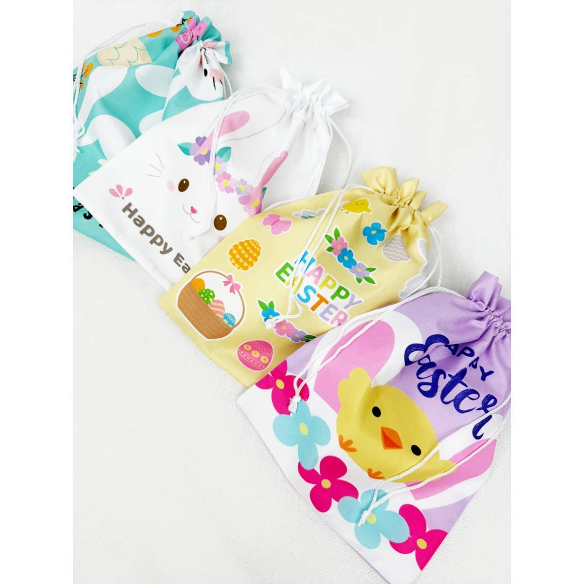 MIX COLOR Easter Bunny Printed Drawstrings Gift Bags for wholesale on Faire2