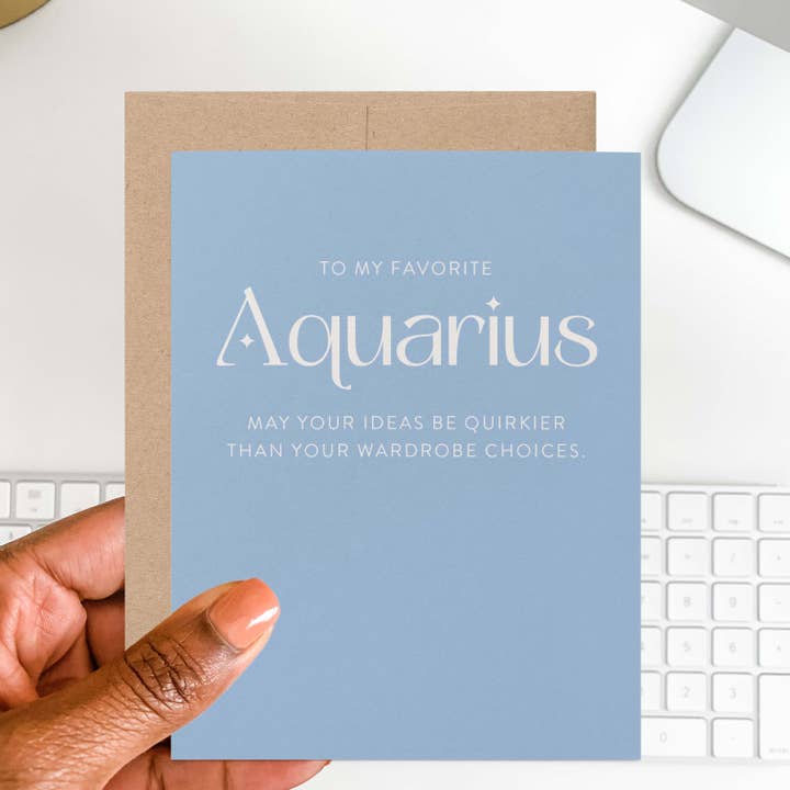 My Favorite Aquarius Zodiac Birthday Greeting Card for wholesale by Blú Rose
