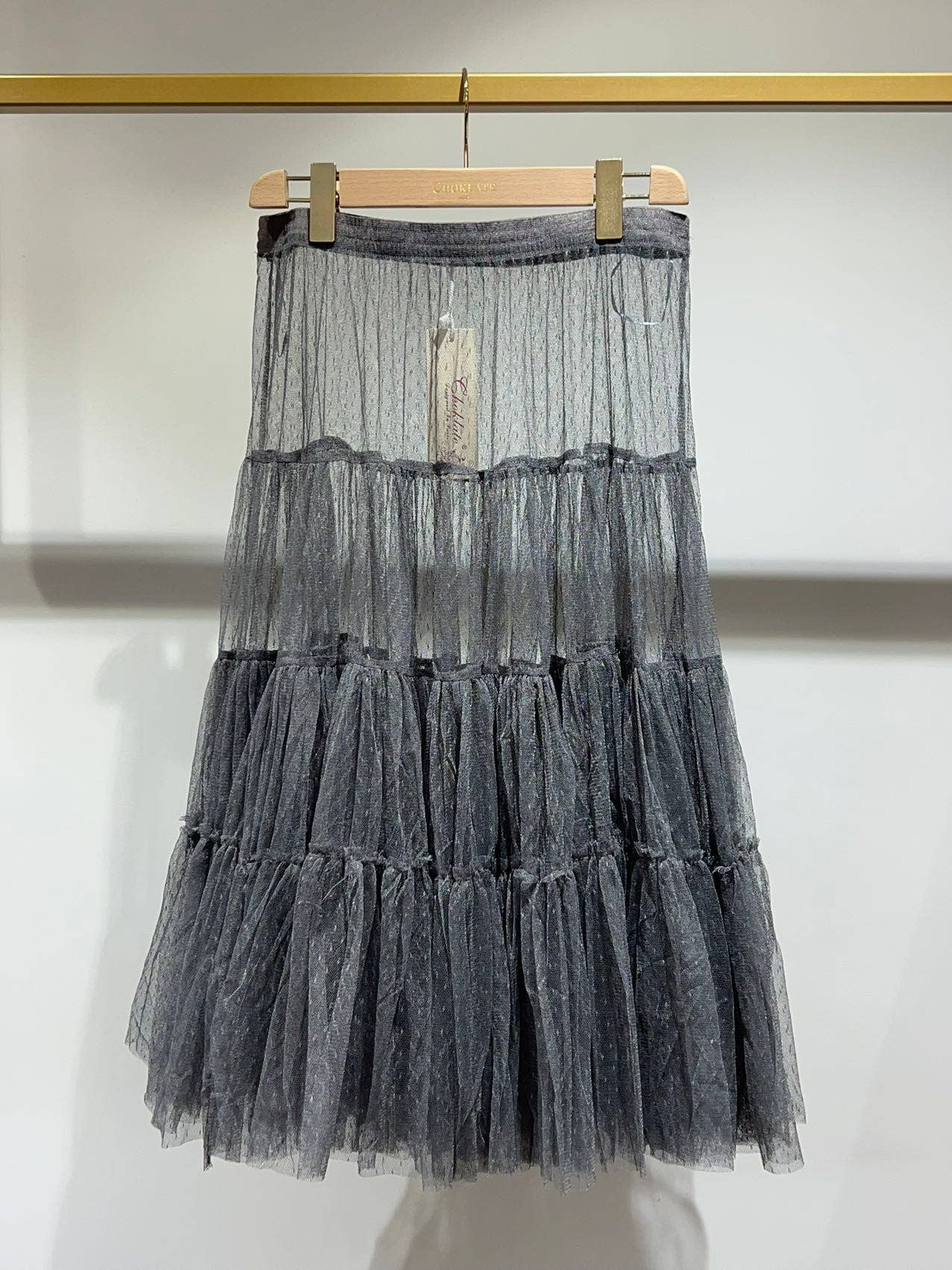 CHOKLATE PARIS – Großhandel Rock – Damen – Midirock aus Tüll mit elastischem Bund – Modell 296937