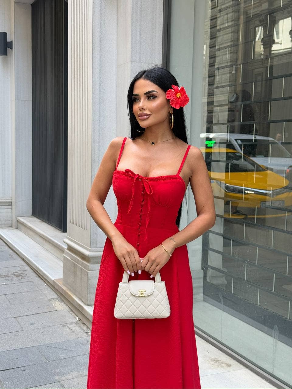 Standpoint Top – wholesale Dress – Women's – The Riviera Charm Lace-Up Midi Dress Summer Romance - 120215