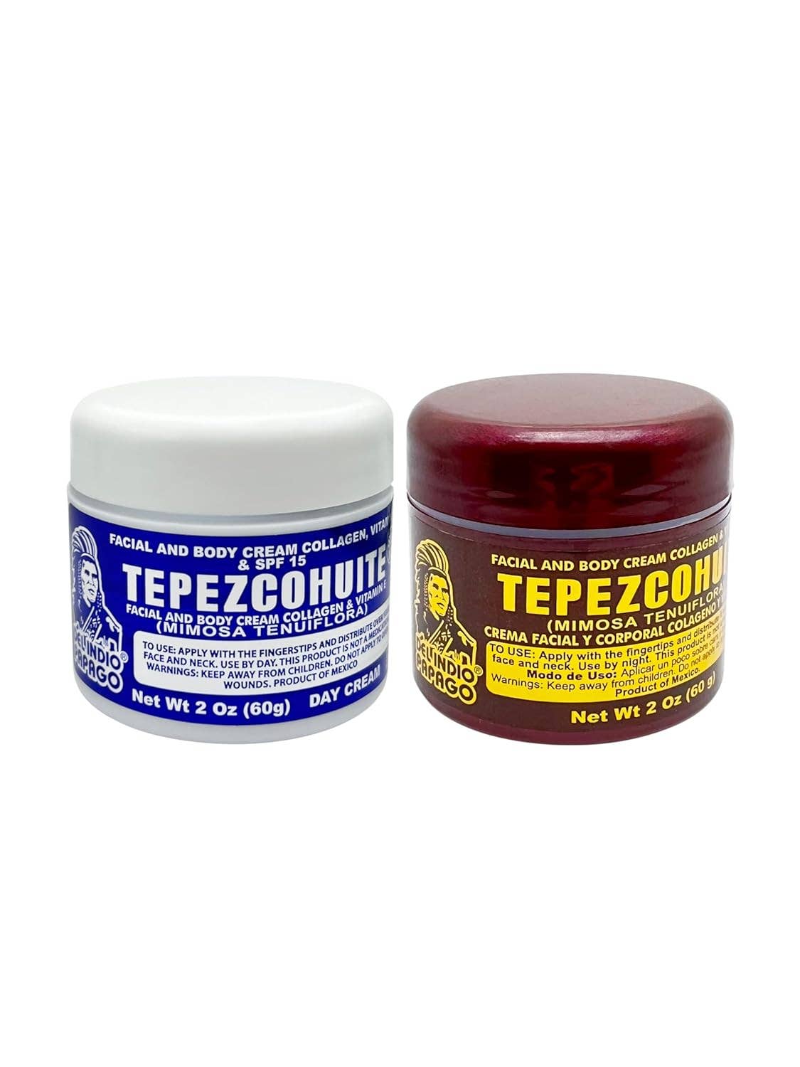 YERBERO - Vendita all'ingrosso Crema/lozione corpo - Pacchetto crema idratante Del Indio Papago - Crema giorno e notte da 2 oz per viso e corpo - Creme antietà idratanti e nutrienti per una luminosità sana