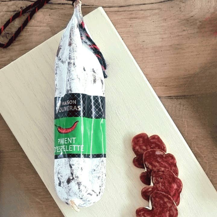 Salchicha de pimiento Espelette 200 g para venta al por mayor de JAMBONS OLIVERAS