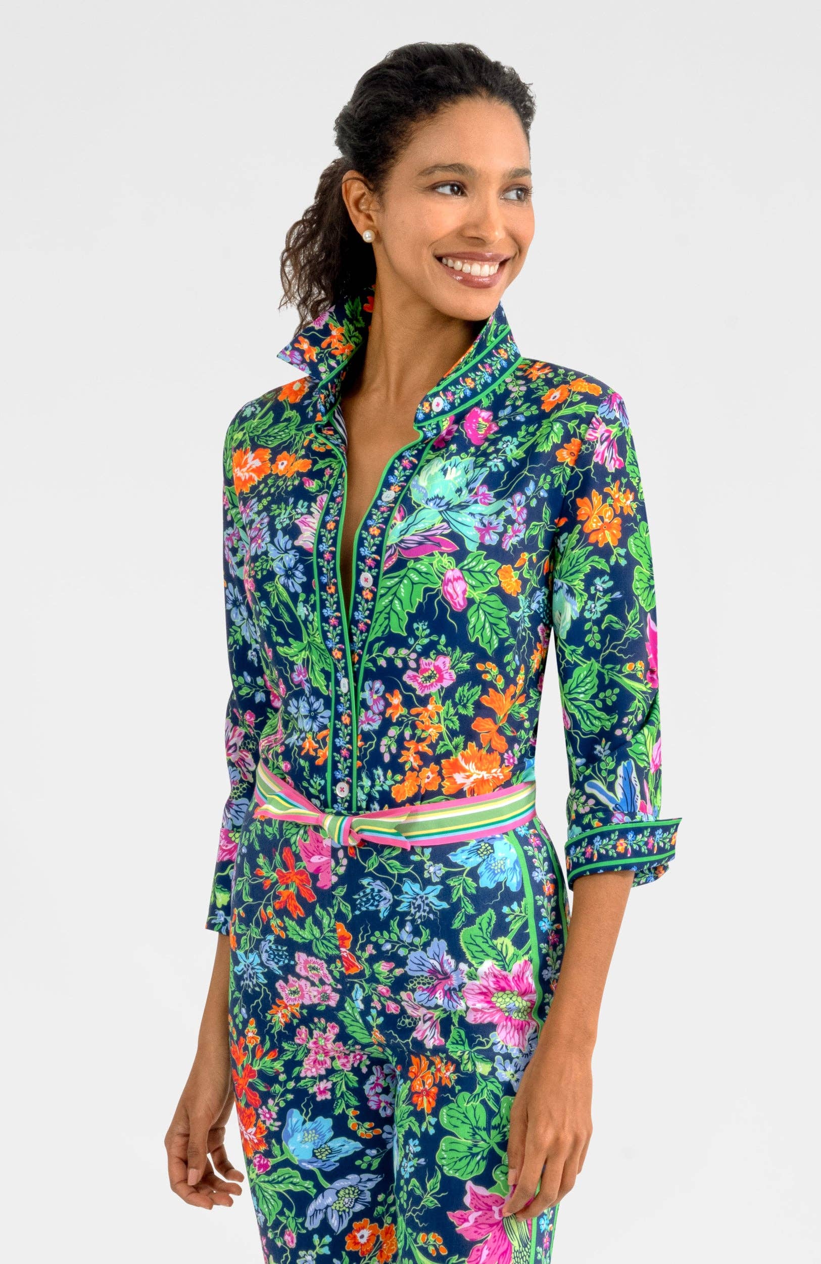 Gretchen Scott LLC - Wholesale Button Down Shirt - Women's - Boyfriend Shirt - English Garden14